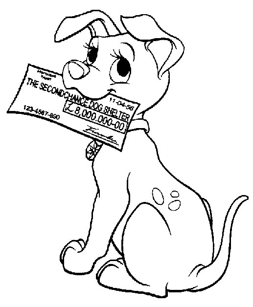 coloriage 101 dalmatiens et le cheque